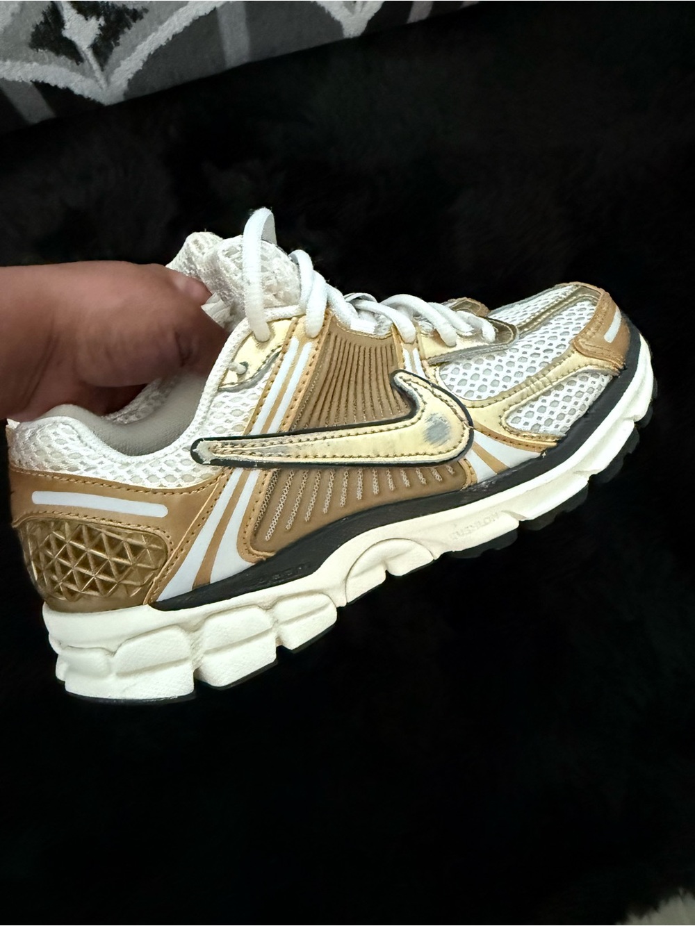 Nike Women's White & Gold Athletic Running Sneakers - Picture 11 of 12